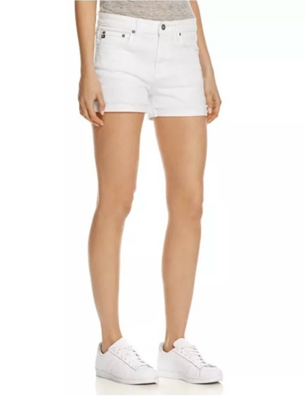 AG White Denim Shorts “The Hailey” Ex-Boyfriend Roll-Up